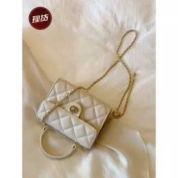 South Wind Mid-Year Rewards Chio2nd Neon Night Square Pouch Women s Quilted Chain Shoulder Messenger Bag Creamy-white large