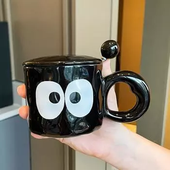 Souvenir Girls Cute Ceramic Mug with Lid Couple Water Cup Creative Practical Cup Men s Coffee Cup Gift 301-400ml