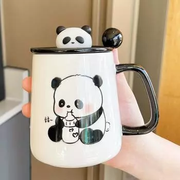 Souvenir Graduation Gift Gift Practical Cup New Style Cute Panda Ceramic Mug Couple Water Cup Teacher 301-400ml