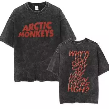 SOVOB Новинка в топах Футболки Ретро Рок Arctic Monkeys Музыкальный альбом Графическая пара Винтажная потертая футболка с коротким рукавом S