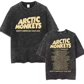 SOVOB Новинка в топах Футболки Ретро Рок Arctic Monkeys Музыкальный альбом Графическая пара Винтажная потертая футболка с коротким рукавом S
