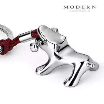 СОВРЕМЕННЫЙ брелок для ключей из нержавеющей стали в виде щенка, креативный автомобильный брелок ручной работы, зеркальная полировка