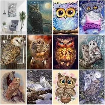 Сова DIY 5D алмазная живопись мультфильм Алмазная животная Алмазная вышивка крестиком полный круглый Смола ручной художественный подарок домашний декор Full Round 20x30CM