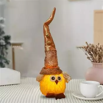 Сова Гном Кукла Украшение Светодиодный Светильник Внутреннее Украшение Сова Орнамент One Size золотой