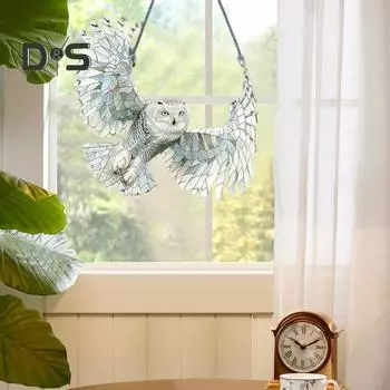 Сова ловец солнца цветной акриловый ловец света подвесное украшение для окна для дома сад балкон декор подарок любителям птиц 15cm