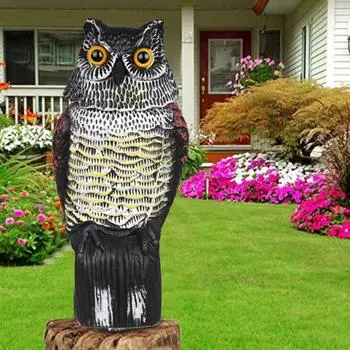 Сова-приманка Yousheng с вращающейся головой, натуральное средство отпугивания птиц, фигурка совы, защитное пугало для сада, террас, балконов A