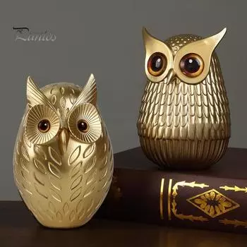 Сова Украшение Скандинавский стиль Художественная статуэтка Совы Современный декор полки Фигурка Совы из смолы Украшение книжной полки D