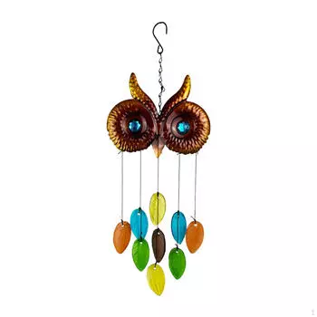 Сова в виде колокольчика из цветного металла и стекла, подвесное украшение в виде колокольчика для крыльца, декоративное