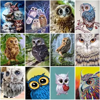 Сова животное DIY 5D алмазная живопись набор для вышивки крестом полный круглый смолы мультфильм горный хрусталь мозаика Алмазная вышивка подарок ручной работы Full Round 20x30CM