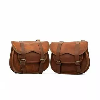 совершенная сумка Leather Pouch Bags Седельная сумка из козьей кожи Side Motorcycle почти 10 x 12 x 5 in коричневый