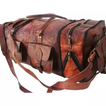 Совершенно новая большая мужская дорожная спортивная сумка из натуральной кожи для путешествий и выходного дня 30 x 13 x 11 in коричневый