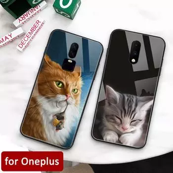 Совершенно новый чехол для Oneplus 7pro, стеклянная задняя крышка с милым котом, чехол Oneplus 6t, чехол для Oneplus 1 + 5 5T 6 Oneplus 6 6t 7 pro Oneplus 5T