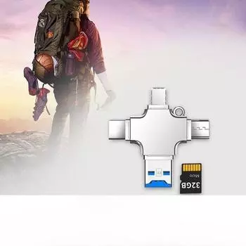 Совместим с адаптером Apple, Android, мобильным телефоном Huawei Type-C, многофункциональным кард-ридером 4-в-1, TF-картой, USB3.0. USB3.0 4-in-1 adapter