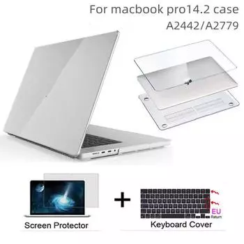 Совместим с чехлом MacBook Pro 14 дюймов 2023, 2022, 2021, выпуск M2 A2779 A2442 M1 Pro M1 Max, чип, жесткие чехлы с крышкой клавиатуры, защитная пленка для экрана A2442/A2779 US