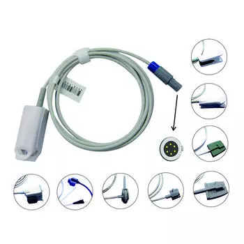 Совместим с Choicemed MD6000, 6-контактными мониторами пациента с одним слотом, многоразовым датчиком SPO2, мониторингом данных о насыщении крови кислородом Adult AWT Finger Clip