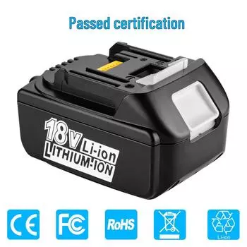 Совместим с литиевой батареей Makita 18V BL1860B/18650B для аккумуляторной дрели и угловой шлифмашины, включает зарядное устройство. Plastic Case