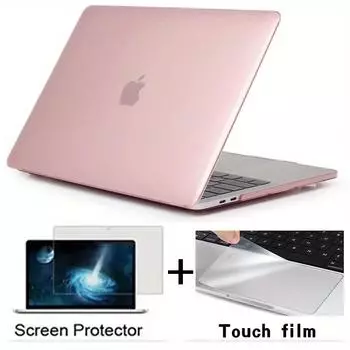 Совместим с MacBook Air 13,3 дюйма, чехол M1, модель A2337 A2179 A1932 Retina Display Touch ID, твердые чехлы с защитной пленкой для экрана, сенсорная пленка Air 13 A2337/A1932/A2179 чёрный