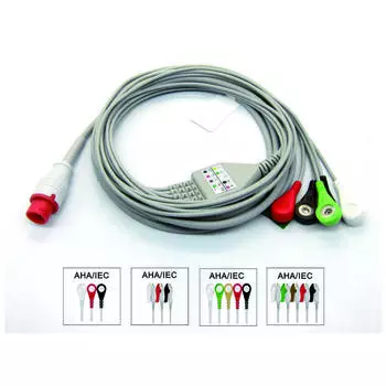 Совместим с монитором пациента Bionet BM3, проводом 3/5 с зажимом/защелкой, кабелем ЭКГ-ЭКГ, для рабочей станции мониторинга данных ЭКГ, модулем датчика сердечного ритма 3 Snap-AHA