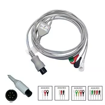 Совместим с монитором пациента Physio Lifepak, провод с разъемом 3/5 с зажимом/защелкой, для мониторинга данных ЭКГ, комплект модуля датчика измерения сердечного ритма 3 Snap-AHA