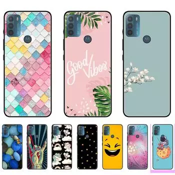 Совместим с Moto G50 Night Sky Marble & Smiling Face Черный бампер из ТПУ Модный мягкий силиконовый чехол для MotoG50 Motorola G50 Стильный XT2091 белый