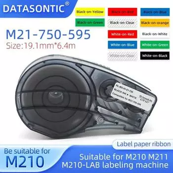 Совместимая этикеточная лента M21-750-595, совместимая работа для принтера этикеток M210 M211 M210-LAB, 19,1 мм * 6,4 м, белый на черном Black on Yellow