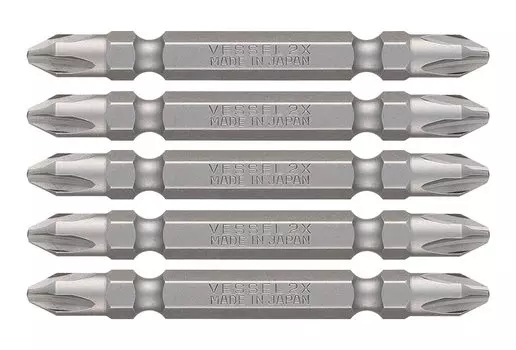 Совместимая бита для решения проблем VESSEL 40V с усиленным наконечником, двухсторонняя бита x 65, набор из 5 шт. DRB5P2065 +2