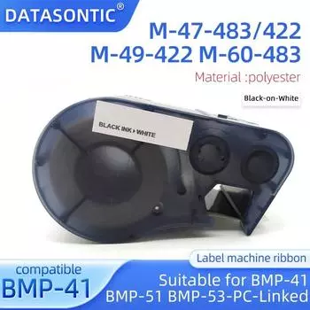 Совместимая лента для этикеток M-47-483/422 M-49-422 M-60-483 BMP-41 BMP-51 Лента для принтера с подключением к ПК BMP-53 Полиэстеровая лента для этикеток 25,4 1pcs M-47-483(422)