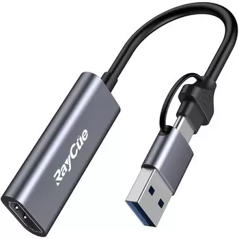 Совместимая плата захвата RayCue HDMI, совместимая с картой видеозахвата, игровой захват 4K, выход 1080P C 2 в 1, маленькая и легкая для потоковой передачи игрового видео