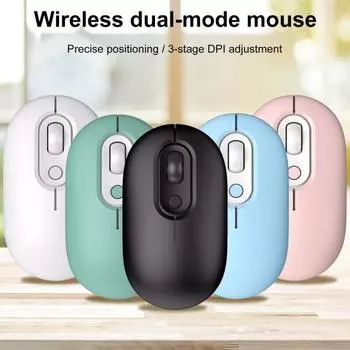 Совместимая с Bluetooth + двухрежимная беспроводная мышь 2,4G, 800/1200/1600 точек на дюйм, регулируемая эргономика, однокнопочная перезаряжаемая мышь с отключением звука для ноутбука, планшета чёрный