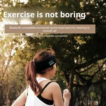Совместимая с Bluetooth повязка на голову Беспроводной стереозвук Время работы от батареи 3-6 часов Стерео музыка Спорт Фитнес Повязка для волос белый
