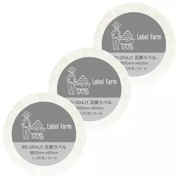 Совместимая с Brother пищевая этикетка шириной 60 мм x 60 мм [Label Farm] RD-U04J1 (3 рулона) ТД-2130Н / ТД-2130НСА белый