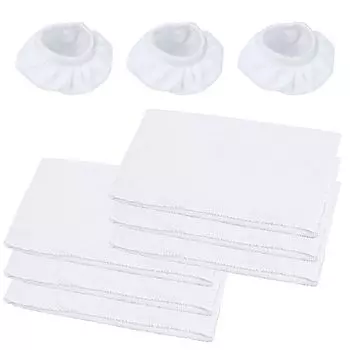 Совместимая с пароочистителем Waitbird насадка для швабры из микрофибры, 6 шт., и набор из 3 шт. салфеток для глажки, пароочиститель, можно стирать и использовать повторно белый