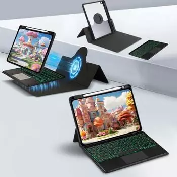 Совместимая с планшетом Bluetooth клавиатура с защитным чехлом. Цветной дизайн с подсветкой. Съемный защитный чехол для клавиатуры. Backlit Style