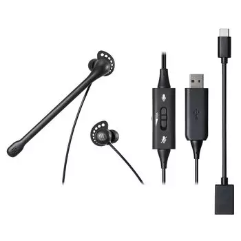 Совместимая внутренняя гарнитура USB с шумоподавлением, микрофон с ручным управлением, компактный шнур Audio-Technica ATH-202USB Type-A Type-C