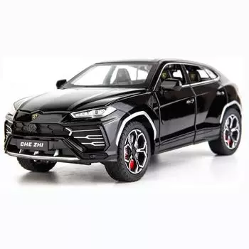 Совместимо для 1:24 модель автомобиля Lamborghini Urus, литая под давлением машинка с откатным механизмом, игрушечная машина, двери открываются, свет и звук, игрушки для мальчиков, подарки для детей и взрослых 1:24-Size:21.5*8.7*6.2cm чёрный