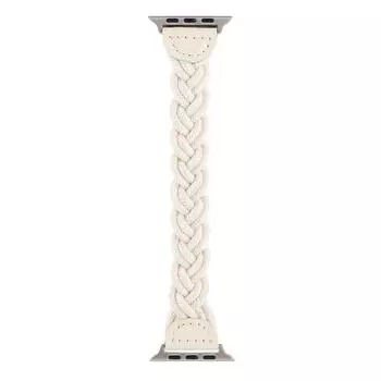Совместимо с Apple Watch: Ремешок для iWatch SE/9-1 из эластичной плетеной веревки ручной работы 38/40/41mm L size 140mm белый