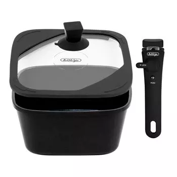 Совместимо с газовой плитой IH Съемная керамическая легко моющаяся сковорода 22 см BoOh!gle Набор кастрюль/сковородок и решеток, ручка, антипригарное покрытие, (Черный, горшок)