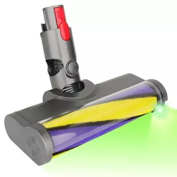 Совместимо с пылесосом Dyson Gen5 V15 V11 V10 V8 V7. Мягкая роликовая чистящая головка с зеленой оптической светодиодной подсветкой. Сменная насадка для жесткого серый