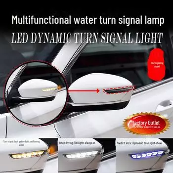 Совместимо с зеркалом заднего вида Geely Binyue и Proton X50. Динамические дневные ходовые огни с синим и белым указателем поворота. water lamp жёлтый