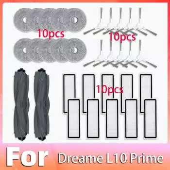 Совместимость с Dreame L10 Prime / L10s Pro Robot Vacuum Сменные детали Основная боковая щетка HEPA-фильтр Запасные части для швабры