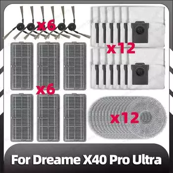 Совместимость с Dreame X40 Pro Ultra Сменная боковая щетка Фильтр HEPAA Насадки для швабры Пылесборники Запасные части Аксессуары