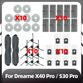 Совместимость с Dreame X40 Ultra / X40 Pro / S30 Pro Ultra Робот-пылесос Детали Основная боковая щетка HEPA-фильтр Насадки для швабры Детали пылесборника