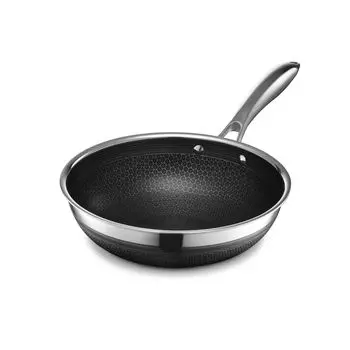 Совместимость с HexClad Hybrid Wok, гарантия прямых продаж, антипригарное покрытие [26 см] [Антипригарное покрытие] Духовка/посудомоечная машина (только производитель, включено) [HexClad]