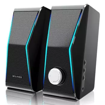 Совместимость с игровым ПК Nylavee с Bluetooth AUX, 2 пассивными излучателями, 4 динамиками, светодиодами, USB, совместимыми с компьютерным динамиком, динамиком, динамиком и 3,5 мм