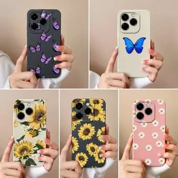 Совместимость с Infinix Note 40X Zero 40 Smart 9 Hot 50 50i 50Pro Plus 5G 4G Мягкий чехол Pretty Butterfly Fancy Sunflower Силиконовый противоударный для Infinix Infinix Note 40X 5G