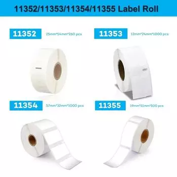 Совместимость с несколькими размерами Dymo Label 450, 11352, 11353, 11354, 11355, этикетка LW, термобумажная наклейка для DYMO LabelWriter 450 Turbo 1Roll 11355 labels