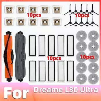 Совместимость с роботизированным пылесосом Xiaomi Dreame L30 Ultra, основная боковая щетка, фильтр HEPA, насадка для швабры, пылесборник, сменные детали, аксессуары