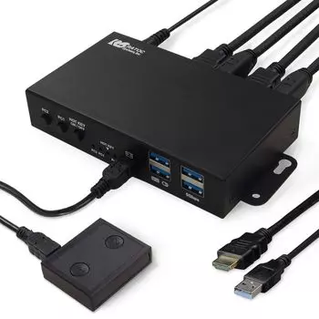 Совместимость с системой Ratock 4K60Hz HDMI Готовый к использованию ПК-коммутатор 2 шт. KVM-коммутатор HDMI Клавиатура Мышь KVM-коммутатор 4K KVM-коммутатор KVM-коммутатор Hotkey 2 чёрный