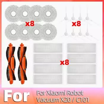 Совместимость с Xiaomi Robot Vacuum X20 / C101 Основная боковая щетка HEPA-фильтр Насадки для швабры Запасные части Аксессуары