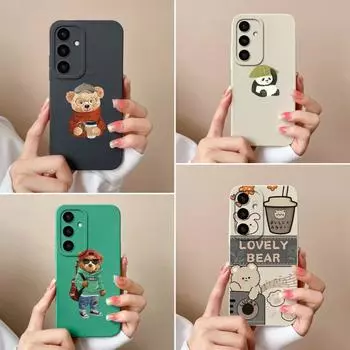 Совместимые чехлы для Samsung A26 A05S F14 A05 A56 A16 S25 Plus S25Ultra A36, милые пухлые мишки, жидкий силикон, мягкие, тонкие, легкие чехлы для Samsung Samsung S25 5G